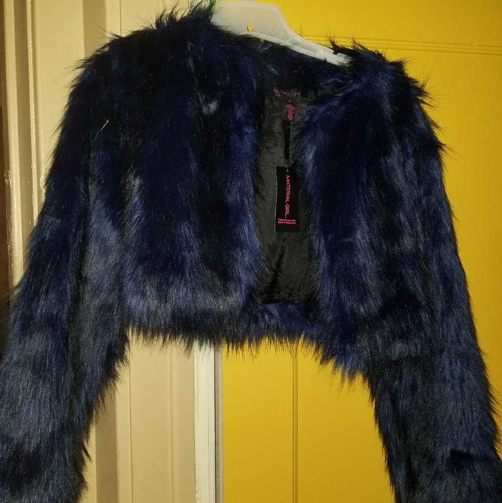 Blue fur jacket